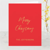 Helle Red & Gold Farben Frohe Weihnachten Karte (Gelbe Blume)