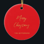 Helle Red & Gold Farben Frohe Weihnachten Keramik Ornament<br><div class="desc">Erleben Sie dieses moderne,  elegante Design. Diese Vorlage kann an alle beruflichen Beruf angepasst werden.</div>
