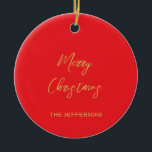 Helle Red & Gold Farben Frohe Weihnachten Keramik Ornament<br><div class="desc">Erleben Sie dieses moderne,  elegante Design. Diese Vorlage kann an alle beruflichen Beruf angepasst werden.</div>