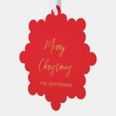 Helle Red & Gold Farben Frohe Weihnachten Ornament Karte (Linke Ecke)