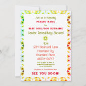 Helle Red Green Star Gender Reveal Baby Shower Einladung (Rückseite)