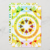 Helle Red Green Star Gender Reveal Baby Shower Einladung (Vorne/Hinten)