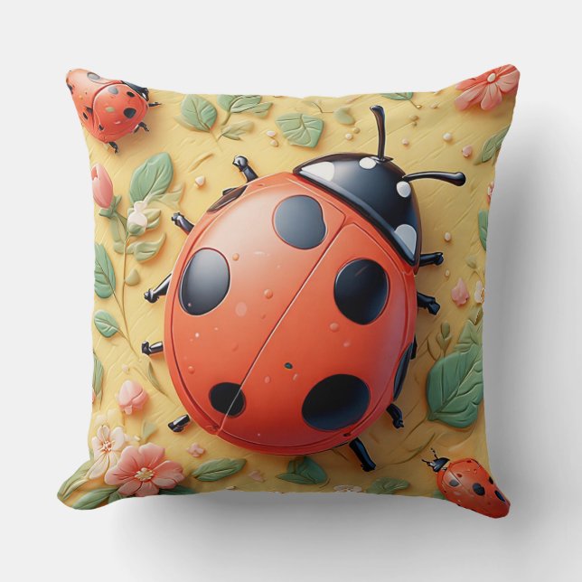 Helle Red Ladybugs Resting Kissen (Vorderseite)