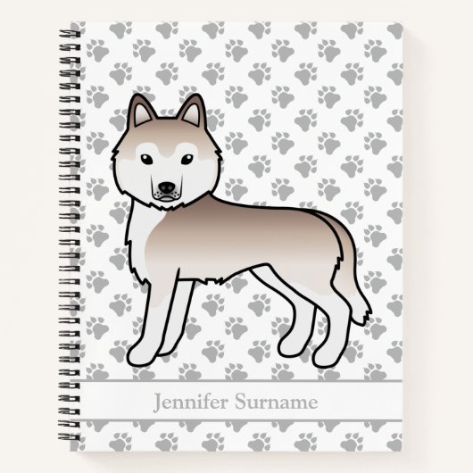 Helle Red Siberian Husky Cartoon Dog & Text Notizblock (Vorderseite)