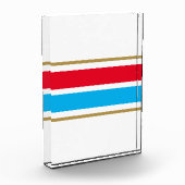 Helle Red Sky Blue Center Racing Streifen auf Weiß Fotoblock (Links)