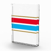 Helle Red Sky Blue Center Racing Streifen auf Weiß Fotoblock (Rechts)