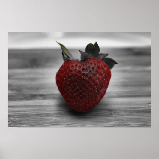 Helle Red Strawberry auf B&W Foto Poster (Vorne)