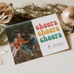 Helle Regenbogen Cheers Multi Foto Weihnachtskarte Feiertagskarte