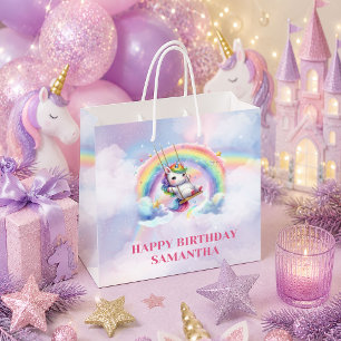 Helle Regenbogen-Einhorn-Mädchen-Geburtstags-Gesch Große Geschenktüte