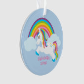Helle Regenbogen-Einhorn-Verzierung Ornament (Vorderseite)