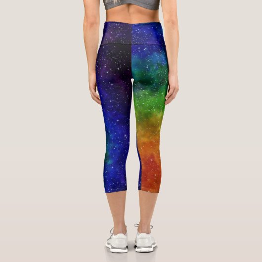 Helle Regenbogen Galaxy Capri Leggings (Rückseite)