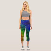 Helle Regenbogen Galaxy Capri Leggings (Vorderseite)