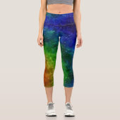Helle Regenbogen Galaxy Capri Leggings (Vorderseite)