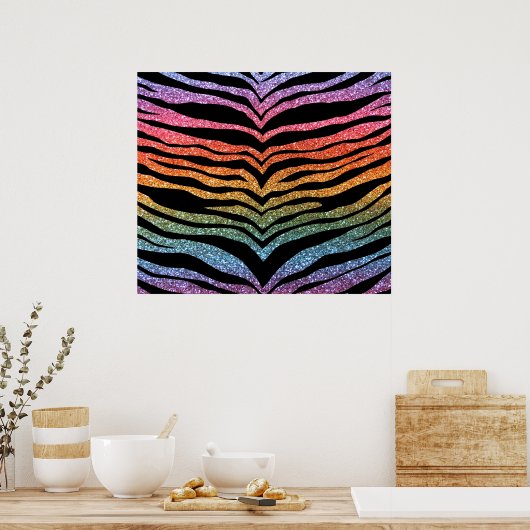Helle Regenbogen-Glitzer-Tigerstreifen Poster (Küche)