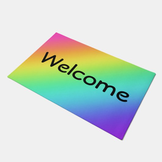Helle Regenbogen Gradient Willkommen Türmatte (Schrägansicht)