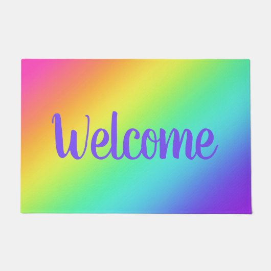 Helle Regenbogen Gradient Willkommen Türmatte (Vorderseite)