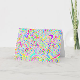 Helle Regenbogen Herz Psychedelic Valentine's Card Feiertagskarte