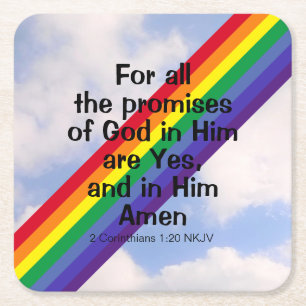 Helle Regenbogen in Sky Inspirational Bible Verse Rechteckiger Pappuntersetzer