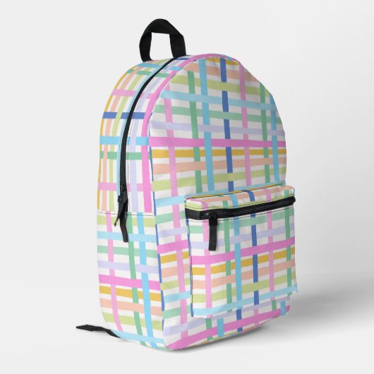 Helle Regenbogen-Karierung - Maximalistisches Ging Bedruckter Rucksack (Rückseitige Ecke links)