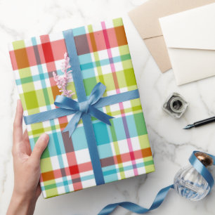 Helle Regenbogen-Karo Karomuster Geschenkpapier