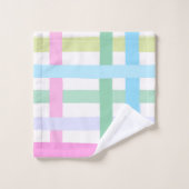 Helle Regenbogen-Karobadhandtuch - Farbige Pastell Badhandtuch Set (Waschlappen)