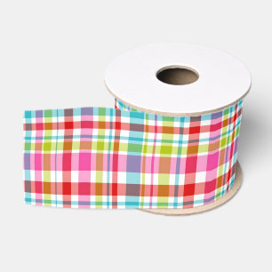 Helle Regenbogen-Karottee Karomuster Ripsband