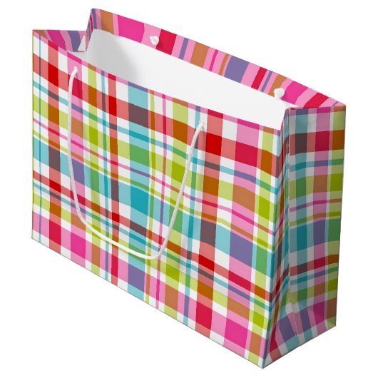 Helle Regenbogen-Karottee Muster Große Geschenktüte (Vorderseite Schrägansicht)