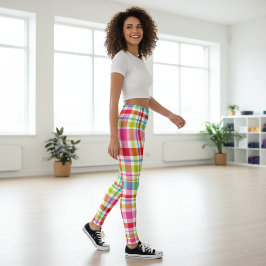 Helle Regenbogen-Karottee Muster Leggings
