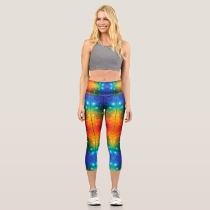 Helle Regenbogen-Kosmogalaxie Sterne LGBTQIA Pride Capri Leggings