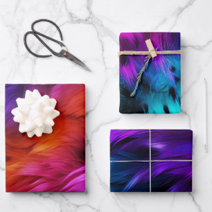 Helle Regenbogen-Kunstfelltextur Geschenkpapier Set