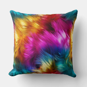Helle Regenbogen-Kunstfelltextur Kissen