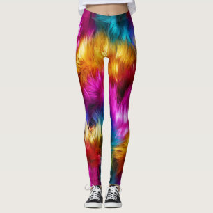 Helle Regenbogen-Kunstfelltextur Leggings