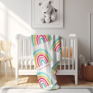 Helle Regenbogen mit dem Namen des Babys farbenfro Sherpadecke