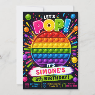Helle Regenbogen-Pop-It-Spaß-Fidget-Spielzeug-Gebu Einladung