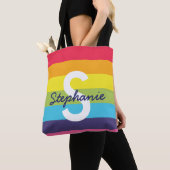 Helle Regenbogen-Streifen-Initialen-Namen-Tasche Tasche (Von Nahem)