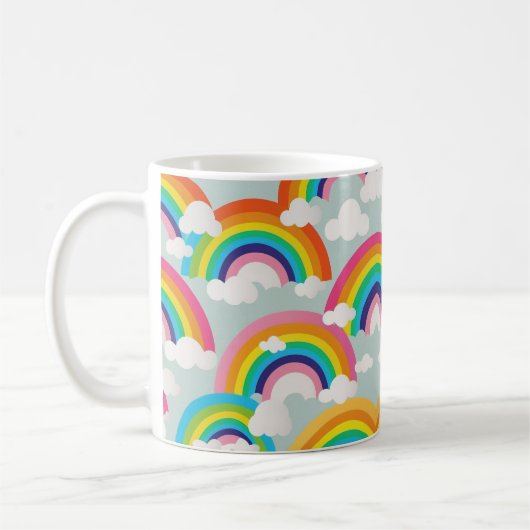 Helle Regenbogen-Tasse mit Wolken Kaffeetasse (Links)