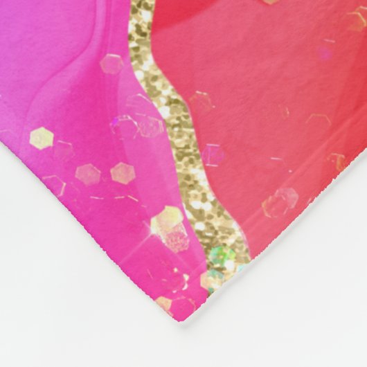 Helle Regenbogen und Gold Imitat Glitzer Agate Fleecedecke (Ecke)