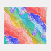 Helle Regenbogen und Gold Imitat Glitzer Agate Fleecedecke (Vorderseite (Horizontal))