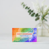 Helle Regenbogen und Gold Imitat Glitzer Agate Visitenkarte (Stehend Vorderseite)