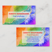 Helle Regenbogen und Gold Imitat Glitzer Agate Visitenkarte (Vorne/Hinten)