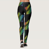 Helle Regenbogen und schwarze Honeycomb Diamond St Leggings (Rückseite)