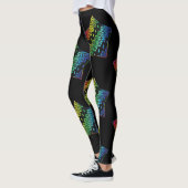 Helle Regenbogen und schwarze Honeycomb Diamond St Leggings (Links)