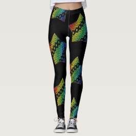 Helle Regenbogen und schwarze Honeycomb Diamond St Leggings