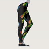 Helle Regenbogen und schwarze Honeycomb Diamond St Leggings (Rechts)