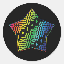 Helle Regenbogen und schwarze Honeycomb Diamond St Runder Aufkleber