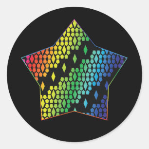 Helle Regenbogen und schwarze Honeycomb Diamond St Runder Aufkleber