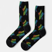 Helle Regenbogen und schwarze Honeycomb Diamond St Socken (Linkes Detail)