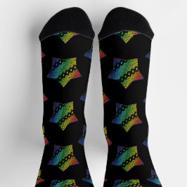 Helle Regenbogen und schwarze Honeycomb Diamond St Socken