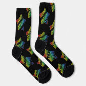Helle Regenbogen und schwarze Honeycomb Diamond St Socken (Rechts)