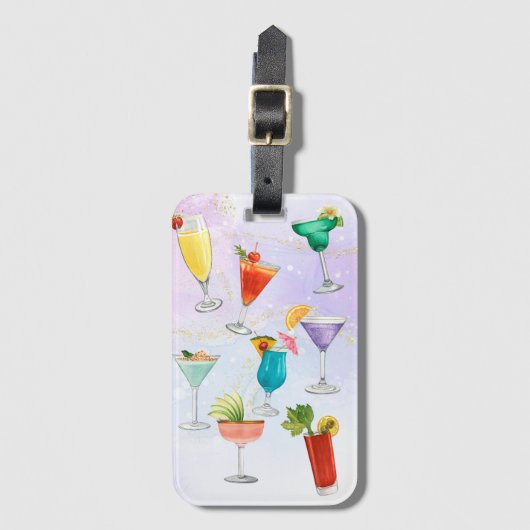 Helle Regenbogencocktail Party Spaß Drinks feiern Gepäckanhänger (Vorderseite Vertikal)